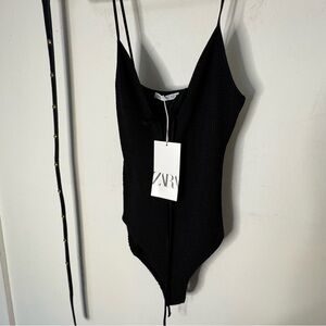 ZARA Casual Black Bodysuit NWT